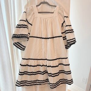 Lisa Marie Fernandez X Target white black scalloped dress size XS